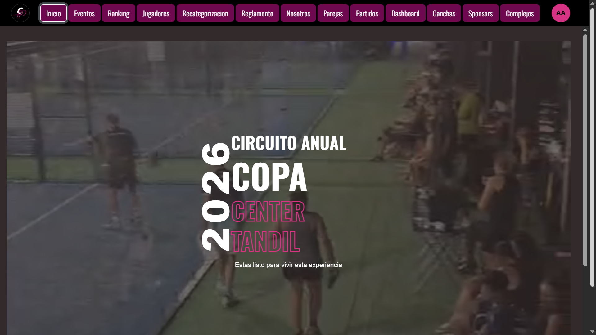 Organizador de la Copa Center Padel mostrando gestion en la nube